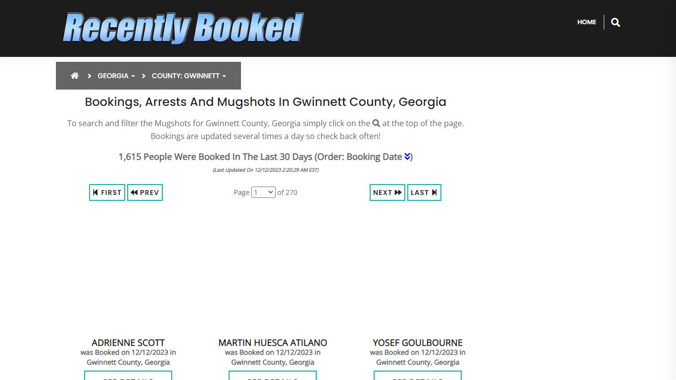 Bookings, Arrests and Mugshots in Gwinnett County, Georgia
